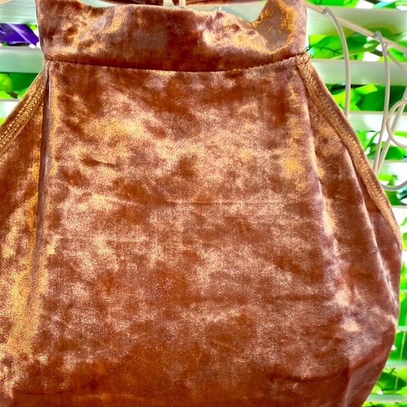 Forever 21 Champagne tan crushed velvet halter top - Picture 2 of 6